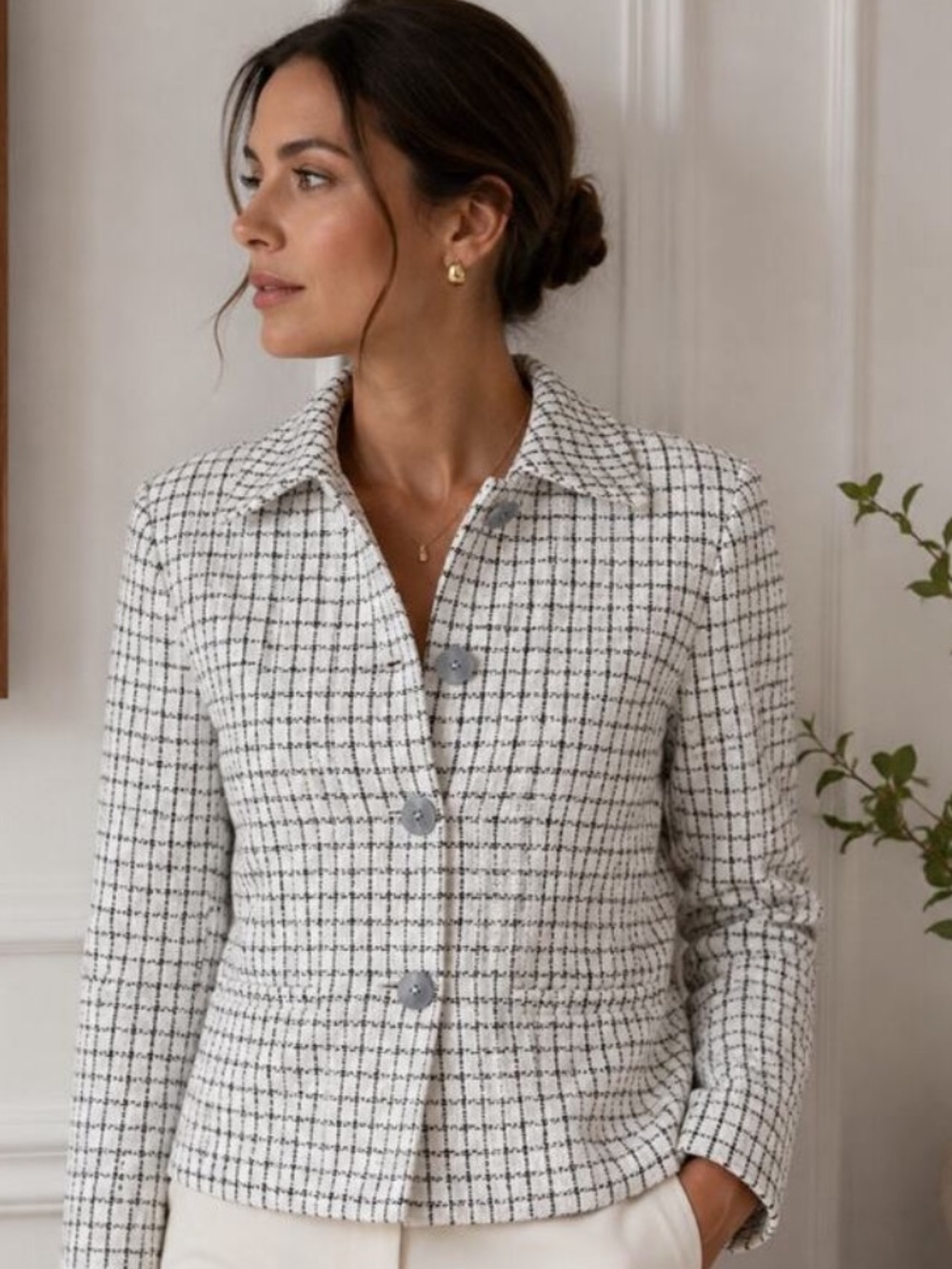 J.Crew Luxury Tweed Moon Collard Lady Jacket Size 18